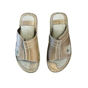 Jimmy Buffet Margaritaville Leather Cushioned Slip On Slides Sandals Mens Sz 8